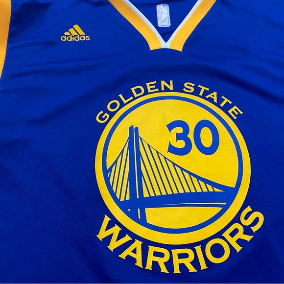 ADIDAS-NBA GOLDEN STATE WARRIORS #30 CURRY-Mens Authentic XL Blue/Gold Jersey - Picture 3 of 5